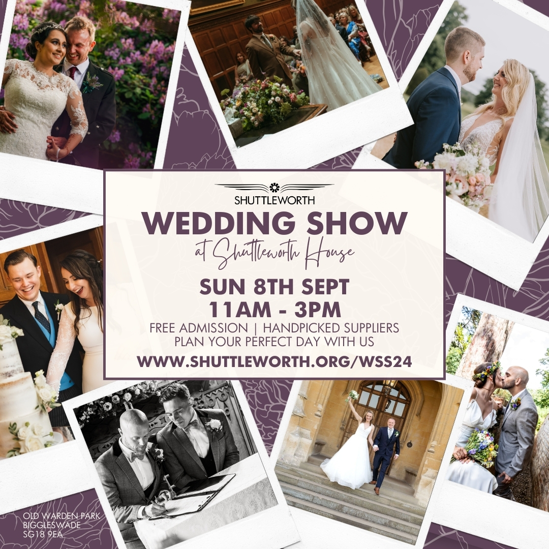Weddings season is truly underway! A huge thank you to Rebecca & Jay for these beautiful photos from their special day, we wish you a life-time of happiness! Also introducing our next Wedding Show on Sunday 8th September 2024 from 11am. #WeddingAtShuttleworth