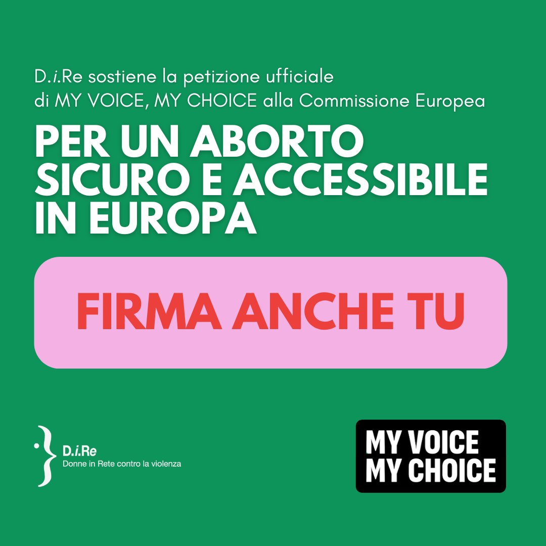 D.i.Re sostiene "My Voice, My Choice", iniziativa europea che mira a rendere l'aborto sicuro e legale per tutte le donne in Europa, indipendentemente da dove vivano o dalle loro condizioni.

Firma la petizione: 
bit.ly/MYVOICEMYCHOICE 
<a href="/MVMC_24/">My Voice My Choice</a>