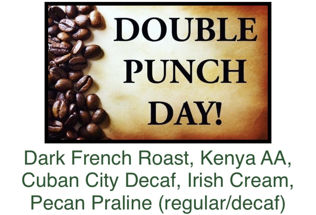 Back to work after a long weekend. You might need some extra caffeine. Here’s the brewed coffees for today. And it’s Double Punch Tuesday!  #blackchickencoffee #uptownlexington