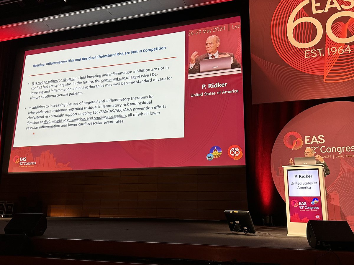 Prof. Ridker presenting his arguments for treating information for ASCVD prevention at the #EASCongress2024 Controversy session. 👏
