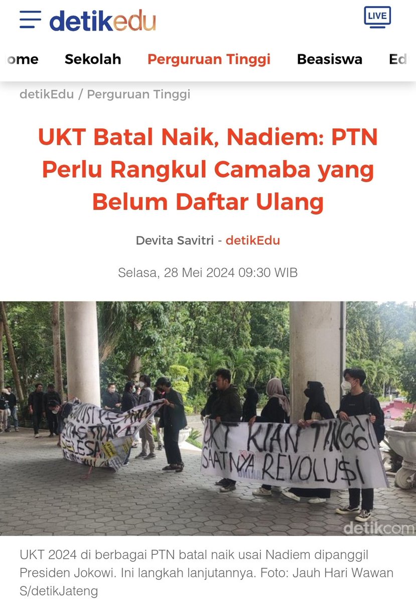 Plot : 
Konflik : UKT naik
Klimaks : gejolak demo mahasiswa Anti klimaks : (HEROnya muncul) Nadiem menghadap Jokowi
Happy ending : UKT batal naik

Sebagai pembantu juragan, kudu siap mental dpt peran antagonis, apalagi netijen Indo paling seneng tontonan begini.

Dr awal Nadiem