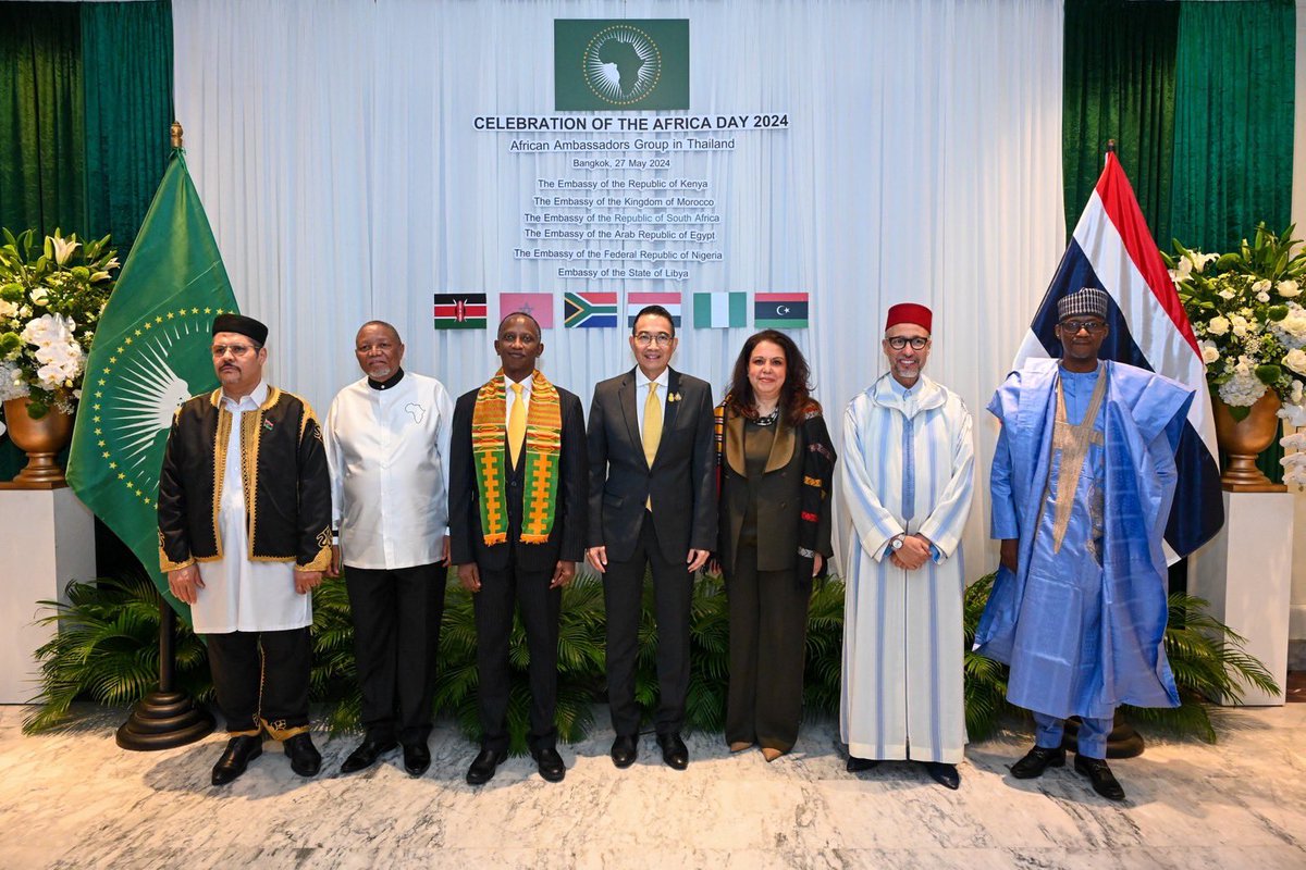 FM @AmbPoohMaris was the Guest of Honour at the “Africa Day” Reception, organised by the African Ambassadors’ Group in Bangkok (Kenya, Morocco, South Africa, Egypt, Libya and Nigeria),where he stressed Thailand’s commitment to enhancing Thailand-Africa relations on the basis of