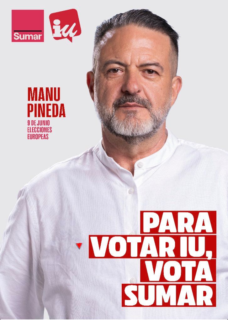 🩷 Este #9J vota a #Sumar.

🎗️ Es posible una Europa en paz, solidaria y respetuosa con el medio ambiente y preocupada por la mayoría social frente la odio y las desigualdades de la ultraderecha.

#ManuPineda  #Marcaelrumbo #EleccionesEuropeas #IzquierdaUnida