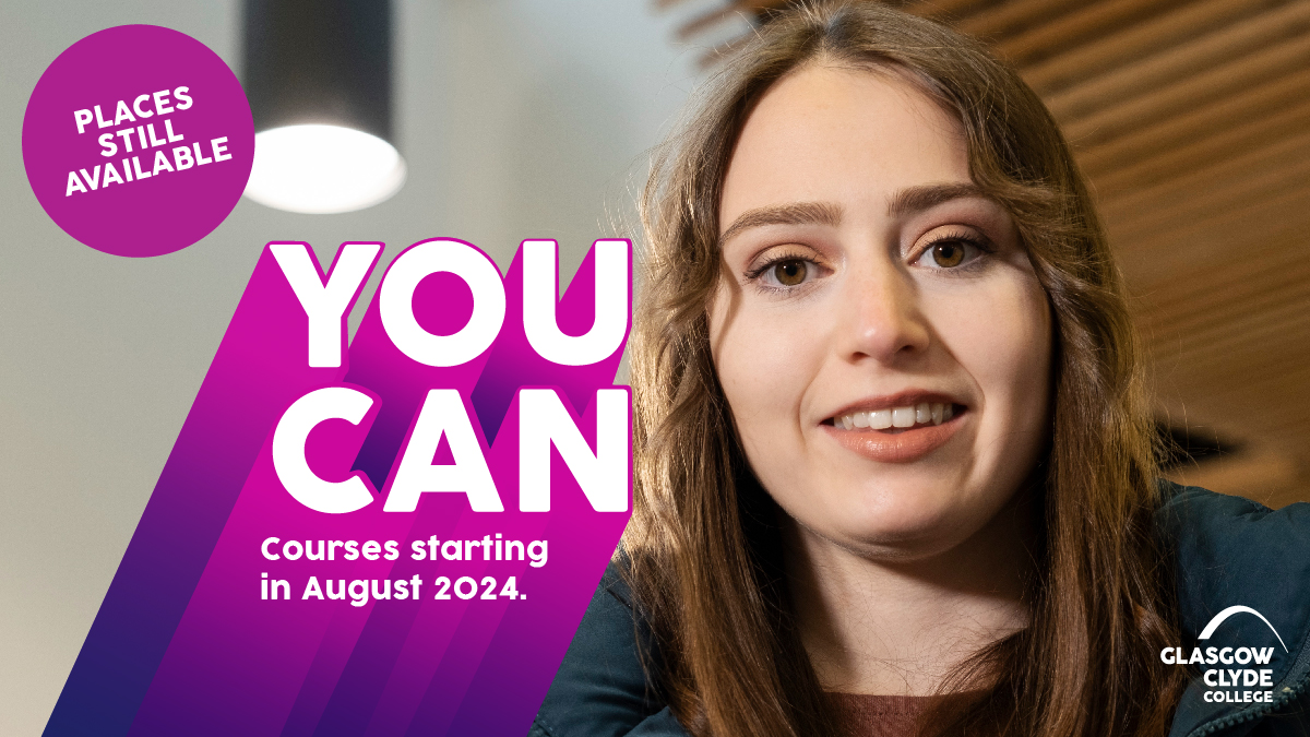 Thinking about what to do after summer? We've a range of courses starting in August which still have places. From accounting to art, hairdressing to hospitality & science to sport, you're sure to find the right course for you! Find out more & apply here ➡ bit.ly/3O9XhTx
