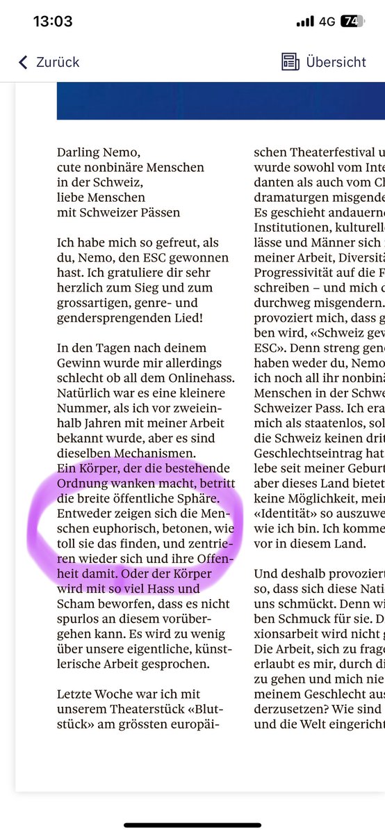 So wahr. <a href="/KimdelHorizon/">Kim de l'Horizon</a> <a href="/tagesanzeiger/">tagesanzeiger</a>