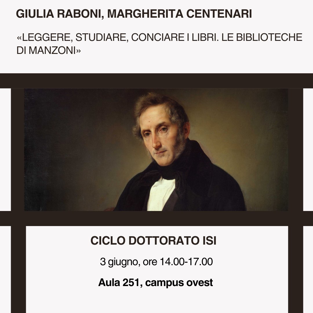 📜Ciclo dottorato ISI
🕕 3 giugno, ore 14.00-17.00
🏣Aula 251, campus ovest <a href="/USI_en/">USI University</a> 
📧 Info: isi.usi.ch/eventi-notizie…
