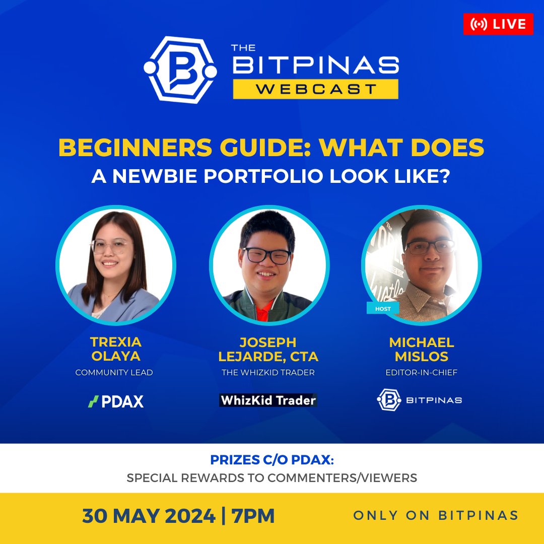 📅 Here's the Agenda for Thursday's BitPinas Webcast:

- Importance of portfolio diversification for beginners
- Key components of a beginner portfolio
- Diversification strategies 🎯
- Setting up your portfolio
- Regular monitoring and rebalancing
- Common mistakes to avoid 🚫