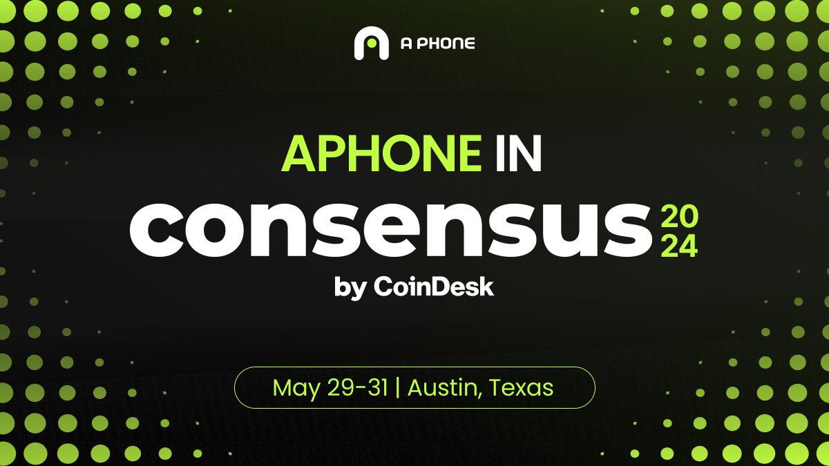 This week APhone’s headed to Austin for @consensus2024 📍 Here’s where to find us: 📍May 28th AI Crypto Salon Dinner alongside @YoubiCapital @AethirCloud @CoinDesk 📍May 29th - 31st Consensus Main Event Gen C Demo Area! 📍May 29th R3AL World DePIN House hosted by @iotex_io