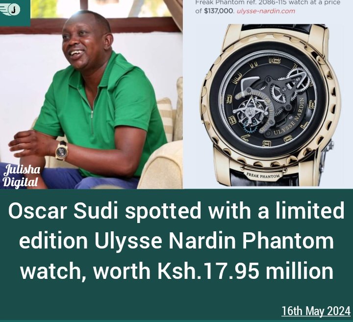 Oscar Sudi donning in a Kshs 17 million watch because Kenyan watches are expensive.