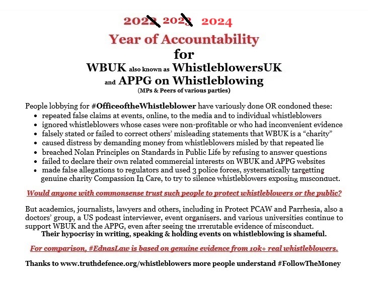 Now is a good time for ex-members of #APPG on #Whistleblowing to say what exactly they were told by its Director Georgina Halford-Hall & CEO of its secretariat WBUK. What was the 'training' they were offered? Were they told of very strong opposition to #OfficeoftheWhistleblower?