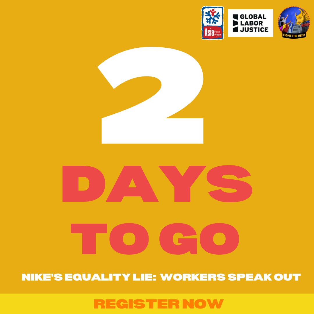 📢 Join us for the webinar ‘Nike's Equality Lie: Workers Speak Out’ to hear powerful stories from those who faced unimaginable challenges during COVID.

🔗 Register: bit.ly/4dF0kOL
#NikeEqualityLie #COVIDImpact #FairLabor #WorkersSpeakOut #FighttheHeist #UntilWeAllWin