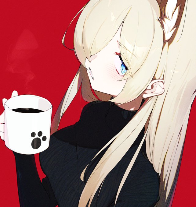 「holding cup long hair」 illustration images(Latest)