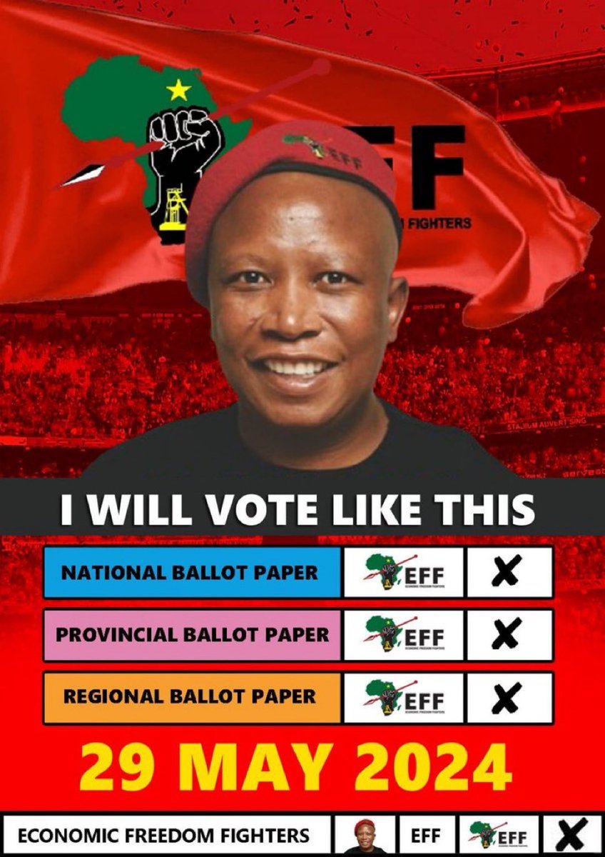 To reap full potential from the EFF - vote for the EFF on all three ballot papers 

#Elections2024