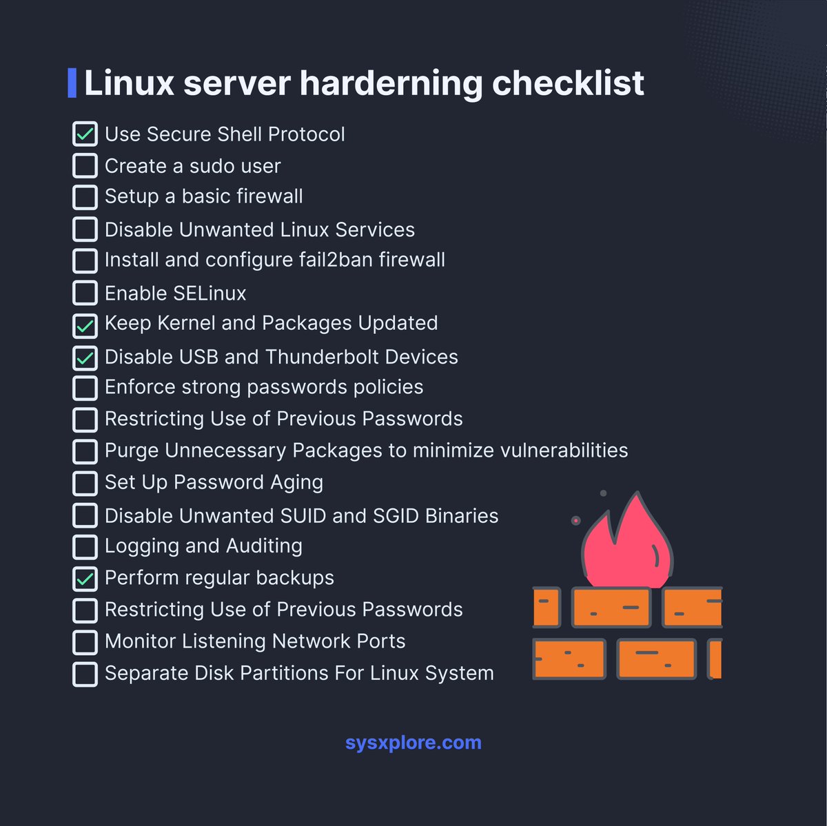 Linux server hardening checklist 🐧✅