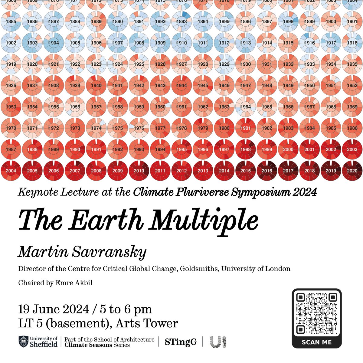 TanzilShafique's tweet image. Join! 

Climate Pluriverse Symposium 2024 
at @SSoA_news @Urban_Inst 

June 19 
12:30 to 6 pm

1 / In-person Keynote by Martin Savransky, @GoldsmithsUoL @SavranskyMartin 
2 / Roundtable Discussion
3 / Networking Lunch

(train tickets PhD/ECRs*)

Register:
tinyurl.com/bdfdykdc
