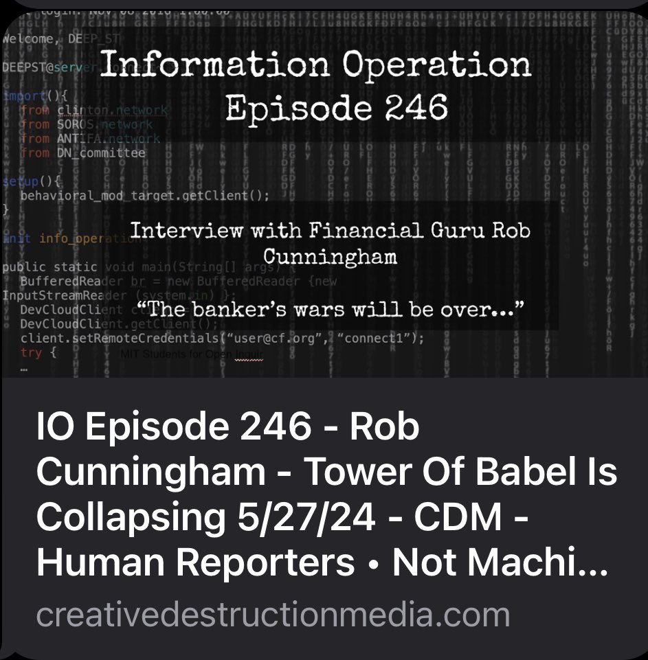 “The Tower of Babel is Collapsing”

Thank you, L. Todd Wood for all you do!  It’s an honor to be on your show.

@creatdestmed @X #KUWL #XRPL #XRP #DLT #Invasion #Awakening @Ripple #XRPArmy @federalreserve #Gold #Sovereignty #Relationships #Preparation #FearNot  

🇺🇸🎥