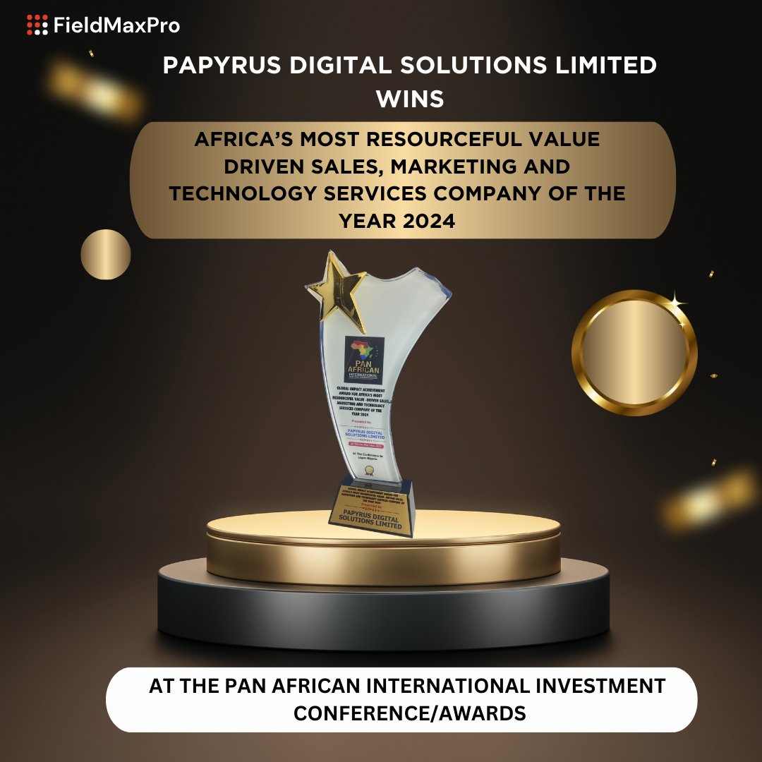 Exciting Announcement 

We are overjoyed to announce that Papyrus Digital Solutions Limited has won the coveted Pan African International Investment Conference/Awards for Africa's Most Resourceful Value-Driven Sales, Marketing, and Technology Services Company of the Year 2024!