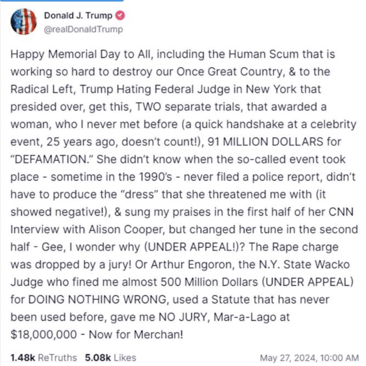 I served 8 years in our military, 2 deployments to Iraq, Combat Wounded, ARCOM with ‘V Device’ for Valor. To be called “Human Scum” by a 5 time draft dodging coward. The Irony. #HumanScum