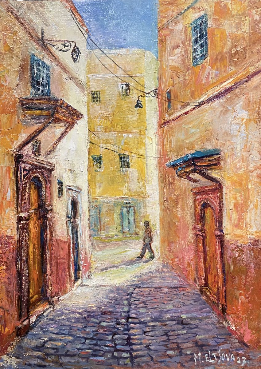 Ruelle de la casbah, ma peinture à huile