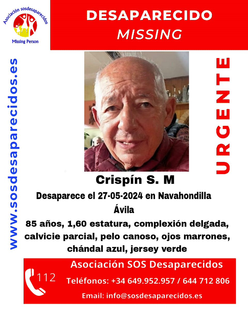 🆘 DESAPARECIDO 🟠 Persona Vulnerable #sosdesaparecidos #Desaparecido #Missing #España #Navahondilla #Ávila Síguenos @sosdesaparecido