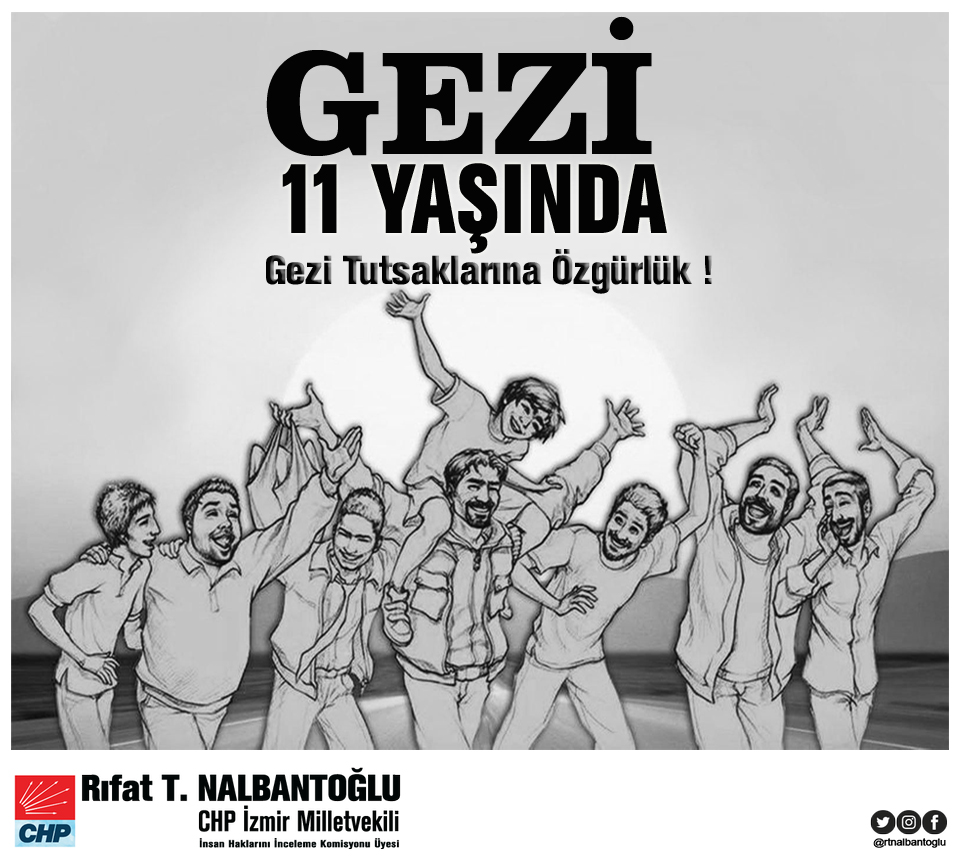 Gezi Tutsaklarına Özgürlük !

Gezi onurumuzdur.
Zorbalığa karşı direnişin bitmeyecek öyküsüdür.
Gezi umuttur, umut bitmez!
Anılarına saygıyla…

Haksız yere cezaevinde tutulan Can Atalay, Tayfun Kahraman, Çiğdem Mater, Mine Özerden ve Osman Kavala’ya selam olsun. 

Karanlık