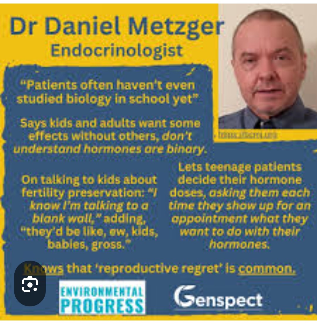 Thanks to @_crymiariver for writing about this Whacko 'doctor' in #WPATHfiles. Canada's Dr Daniel Metzger, a principle architect and disseminator of gender ideology medicalization for minors even though he is fully aware of their cognitive inability to consent to treatment.