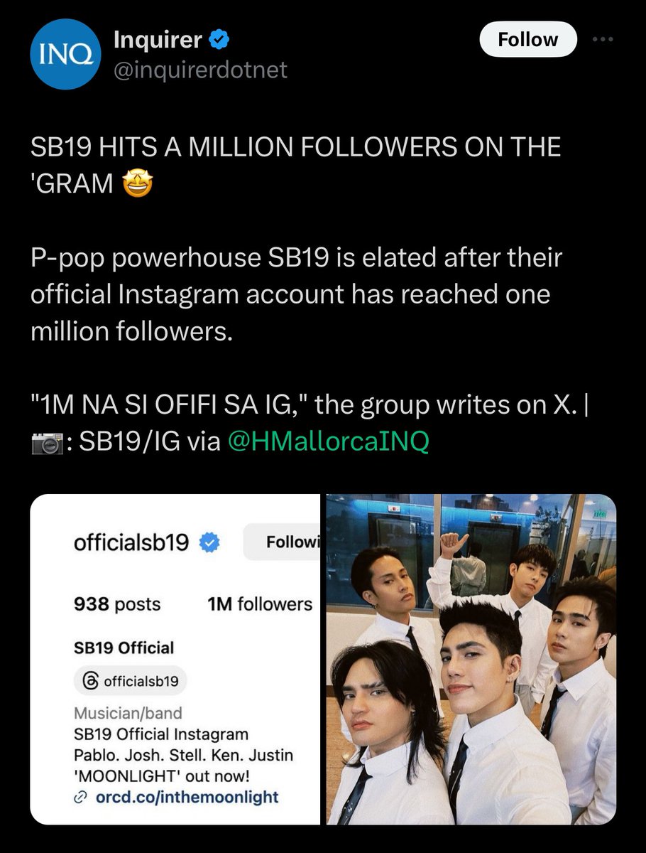 Nung 2019, need pa natin mag tag, mag DM, mag email para lang ma-feature sila. Tas ngayon… 🥺

1M NA SI OFIFI SA IG
@SB19Official #SB19
#SB19Instagram1MillionFollowers