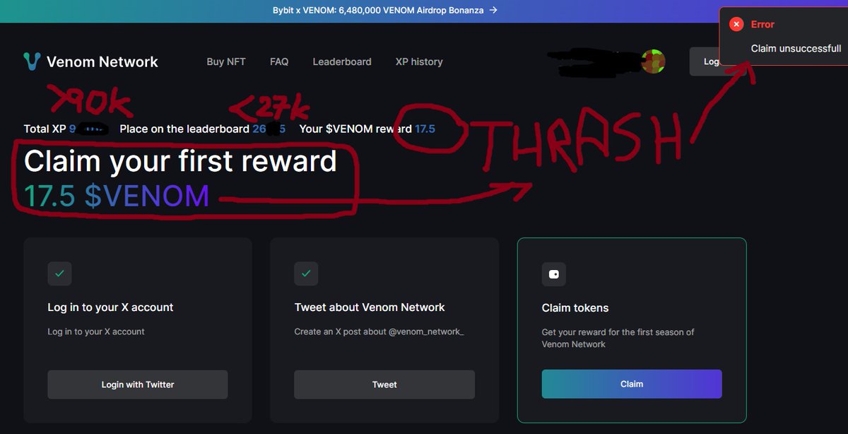 Netonedim's tweet photo. @Venom_network_ @VenomBridge @Venom_network_
Claim your first reward :))))))))) Distributing Thrash https://t.co/bkzbi4XXLj