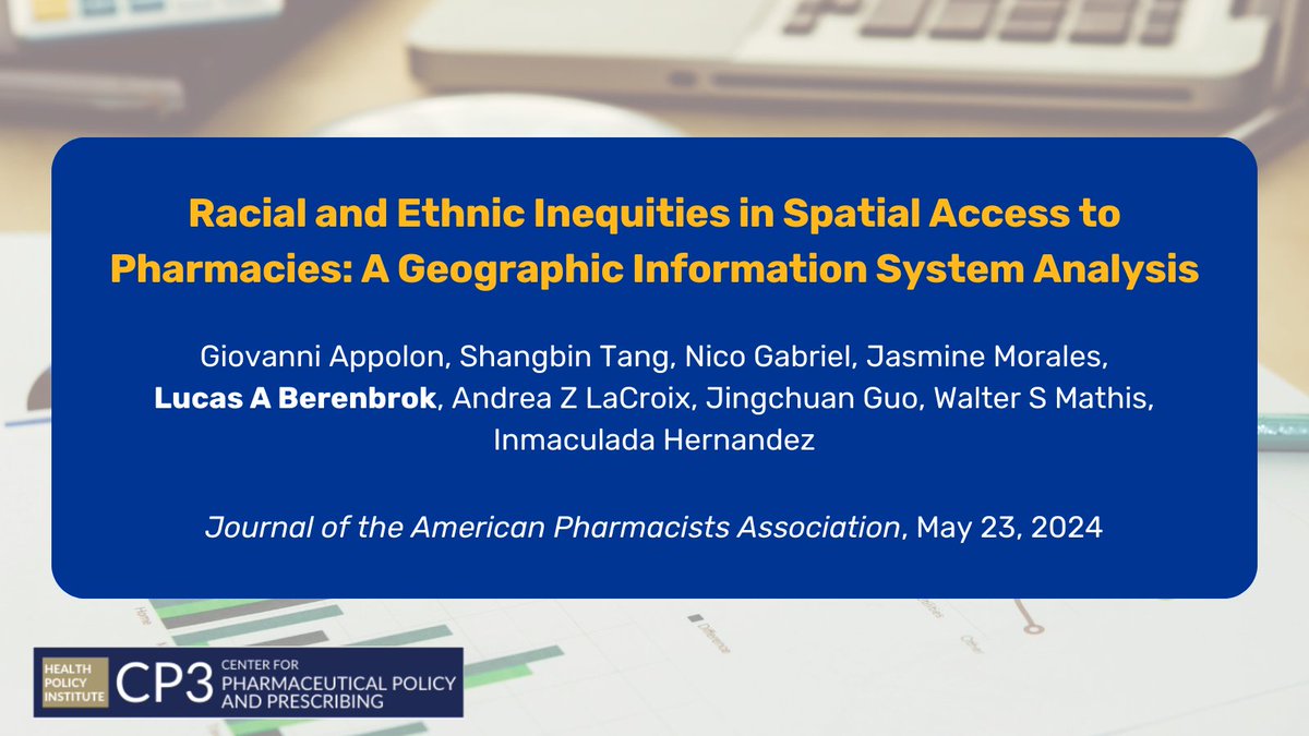 Hispanic & Indigenous individuals in rural & suburban areas had⬇️odds of optimal pharmacy access, compared to White individuals. Black individuals had⬇️access in rural areas. More @JAPhAJournal japha.org/article/S1544-… @LBerenbrok (CP3) & CP3 alum @Serena_JG & @ihdezdelso