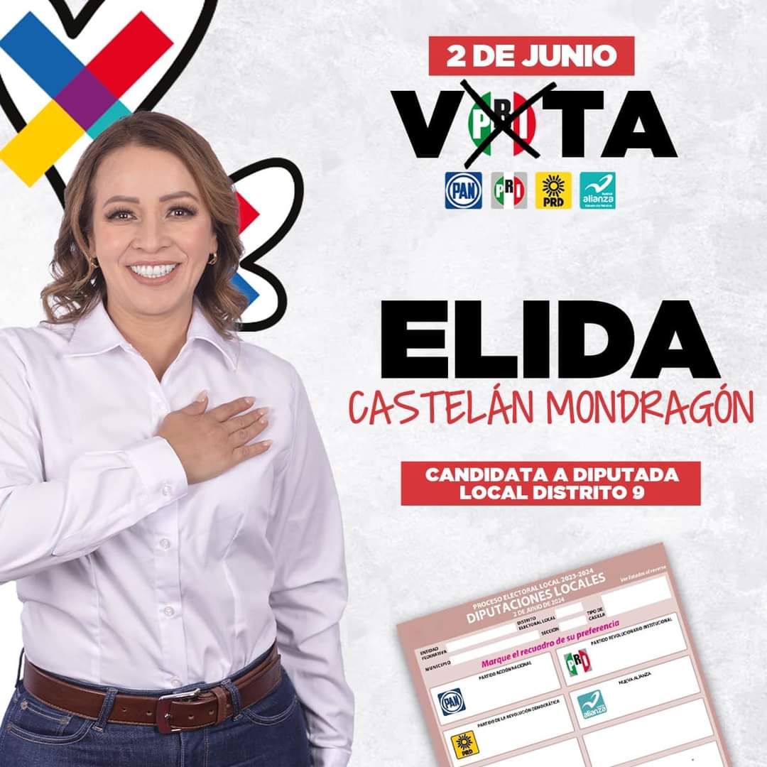 ¡Este 2 de Junio VOTA y danos tu confianza para seguir trabajando por el Distrito 9!🔴🔵🟡

#MujerDeTrabajoYResultados 
#YoSiSoyDelSur
#ElidaContigo