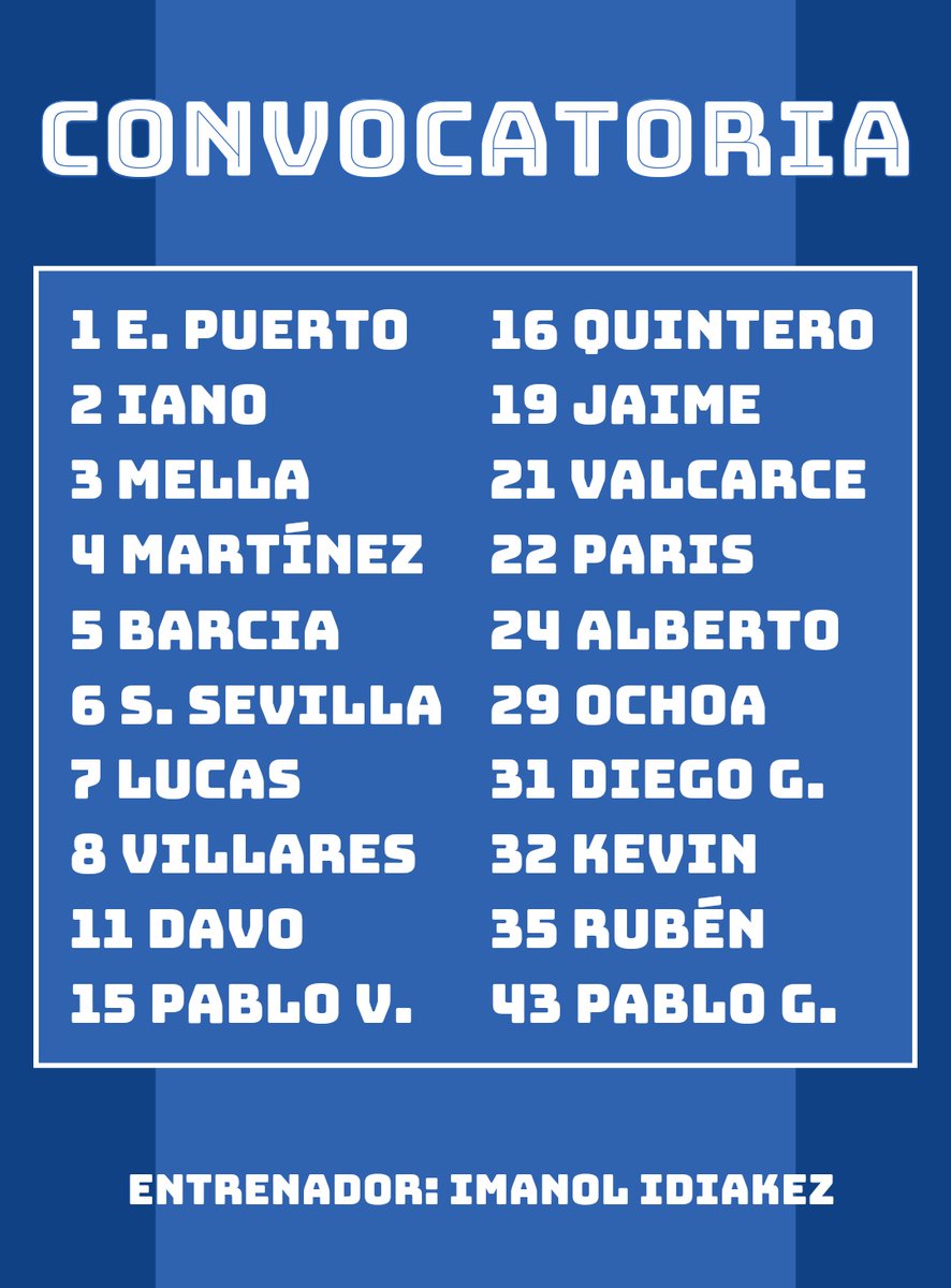 CONVOCATORIA 📋

@RCDeportivo 🆚 @cdcastellon