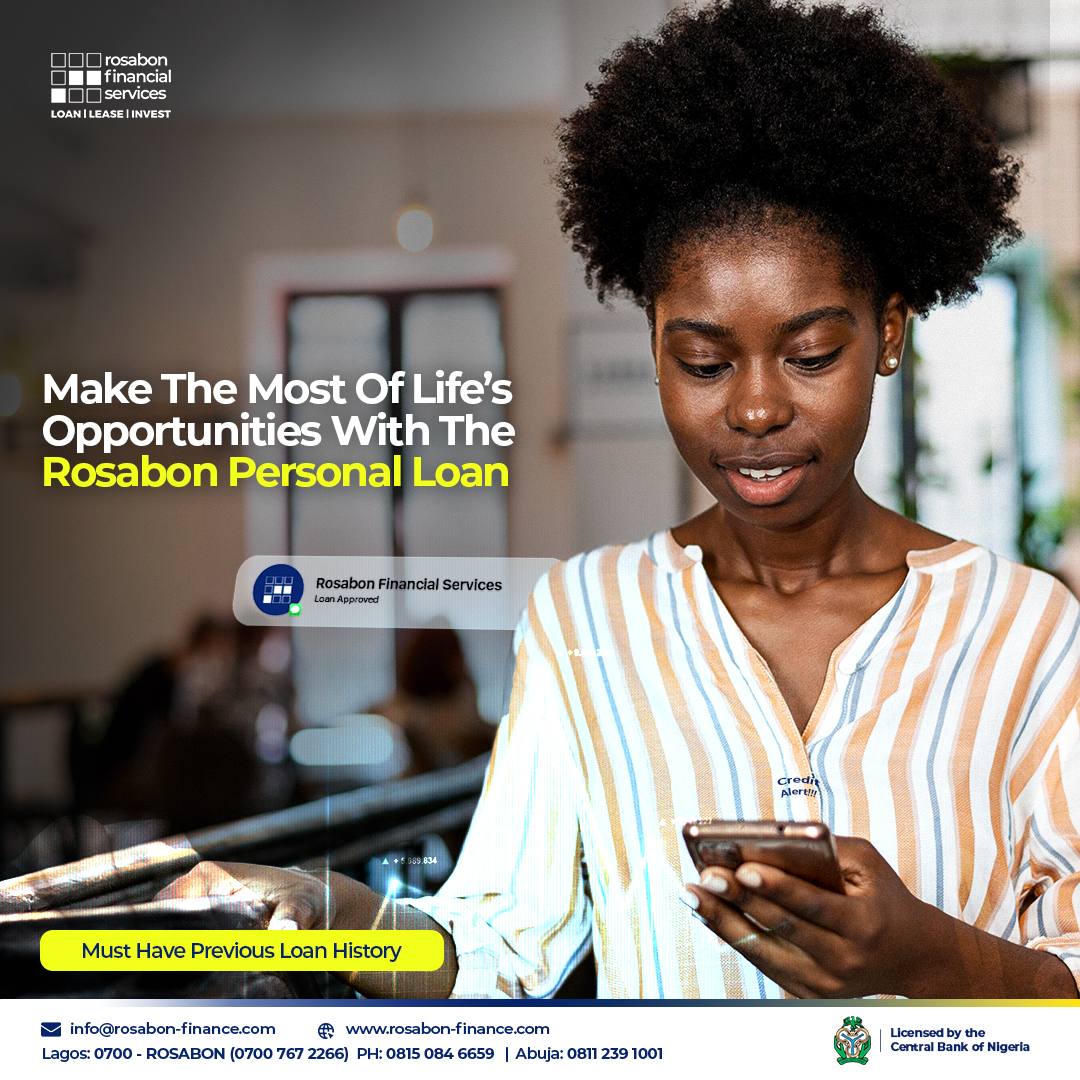 Our Personal Loan is quick, affordable, easy to access, flexible and collateral free.

You’re just one step from beginning the journey to your dreams. Click rosabon-finance.com/loans/personal… to get started if you have a previous loan history.

#PersonalLoan #rosabonfinance Victoria Island