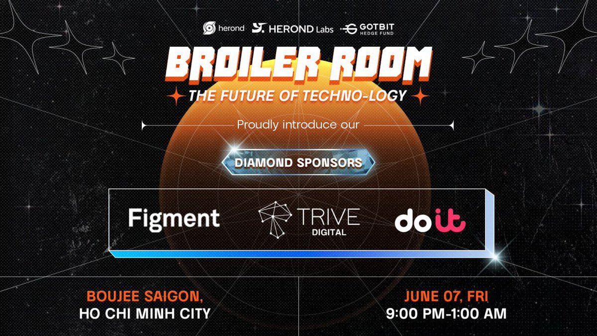 HerondBrowser's tweet photo. Shoutout to Our Diamond Sponsors! 🚀

We're thrilled to introduce our incredible sponsors who are helping us make Broiler Room a reality: @TRIVEDIGI, @Figment_io and @doitint!!🎉🎇

Get ready for an explosive night at Broiler Room! Immerse yourself not only in the world of techno music but also in a vibrant community of tech visionaries and Web3 pioneers.

Check out the information on our Diamond Sponsors below!👇