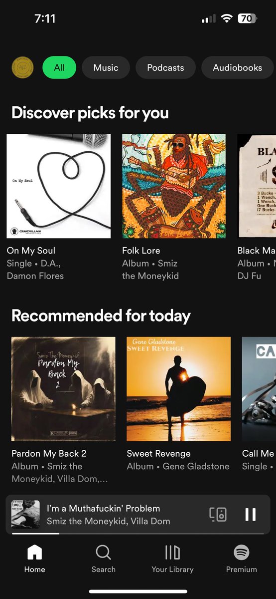 Discover picks for you like @SmizFolkLore but Look what’s #RecommendedForToday on @spotify “Pardon My Back 2 “ (The Album) by @smizthemoneykid 💿💪 #WelcomeToTheRadioRevolution #24HoursInTheOffice #WeWorking #ImStreaming