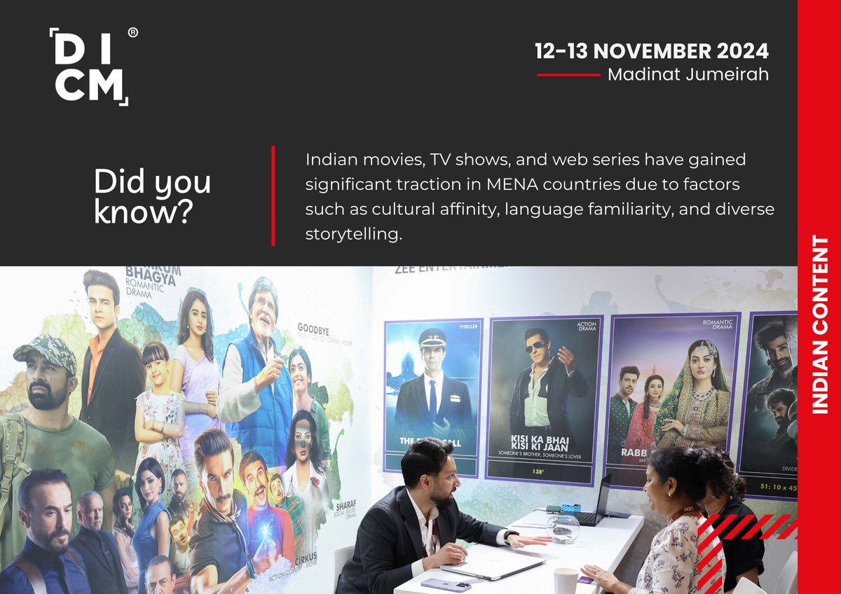 DICM invites Indian companies to exhibit and explore unprecedented opportunities in the MENA, CIS, and CEE regions.

Join us on 12-13 November 2024 at Madinat Jumeirah!
Register now!

dicm.ae
#DICM2024 #content #market #indiancontent