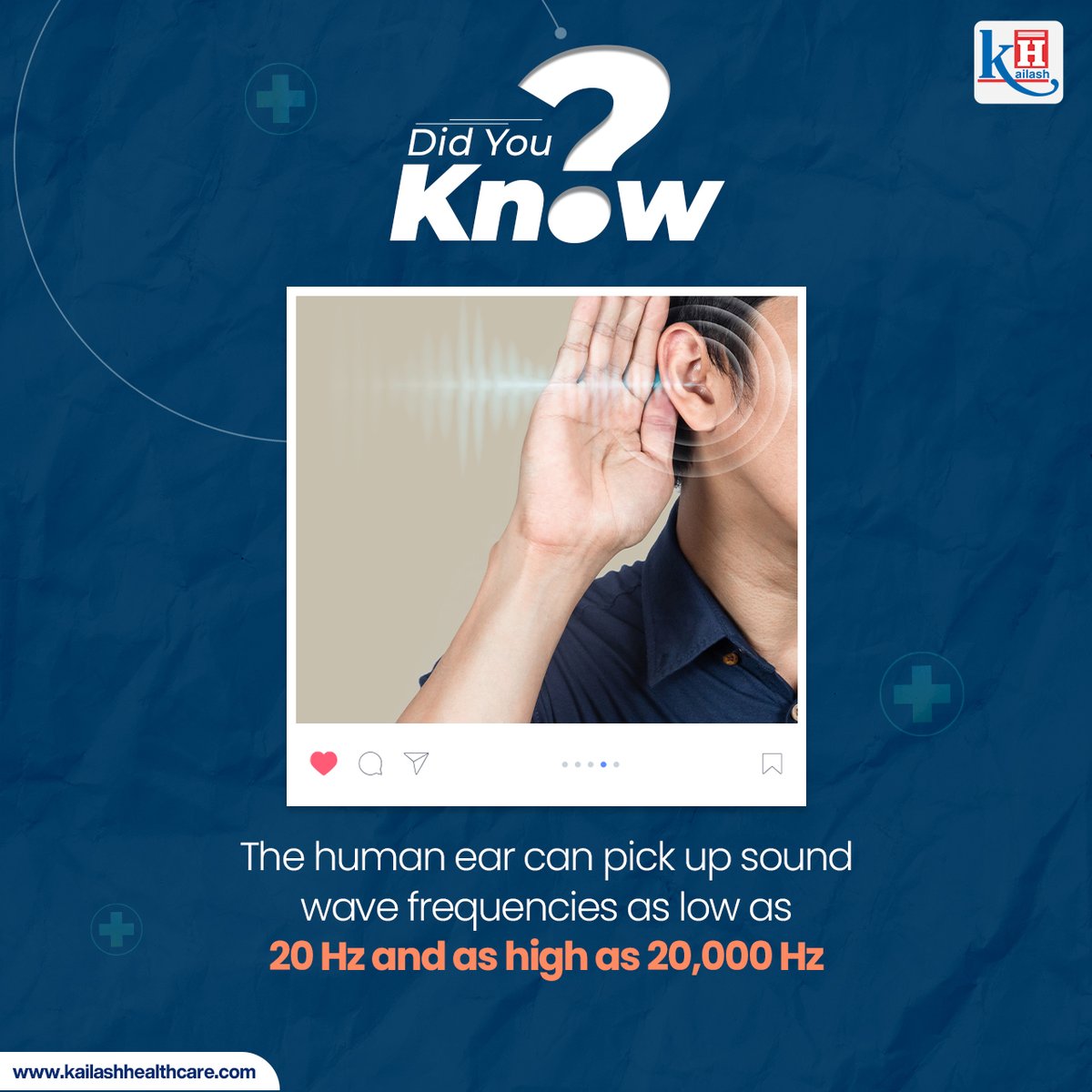 #DidYouKnow? The human ear can hear sounds between a mosquito's whine (20 kHz) & a low rumble (20 Hz). Pretty impressive! #facts #healthfacts #humanear #soundwaves #science