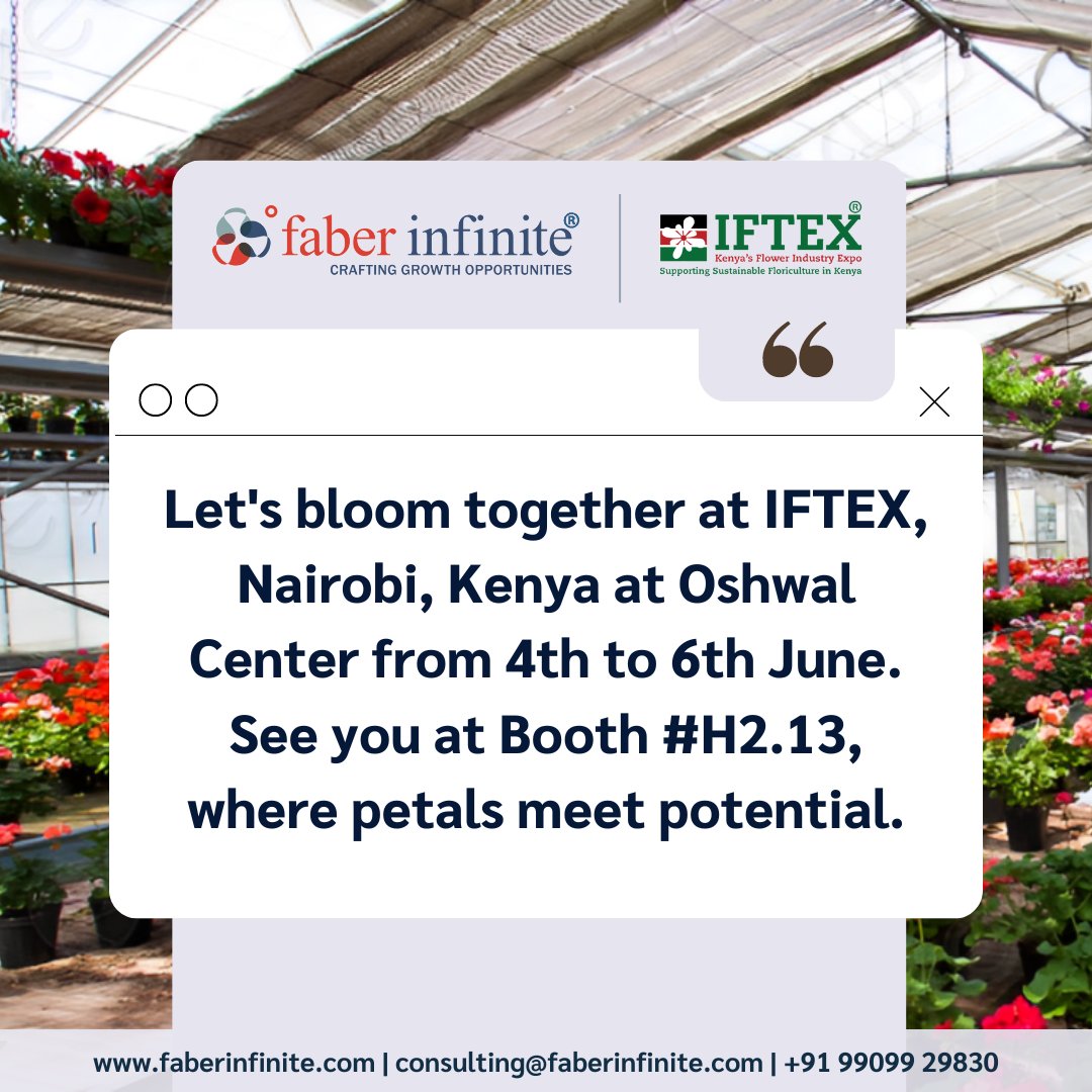 FaberInfinite's tweet photo. We are exhibiting at IFTEX from 4th to 6th June at Oshwal Center in Nairobi, Kenya.

Register yourself for free entry

Register: https://t.co/59pMgk2Nug

PS: you may want to select Grower or Buyer as a line of business

#IFTEX2024 #OperationalExcellence #SustainableGrowth https://t.co/KDmWjeO526