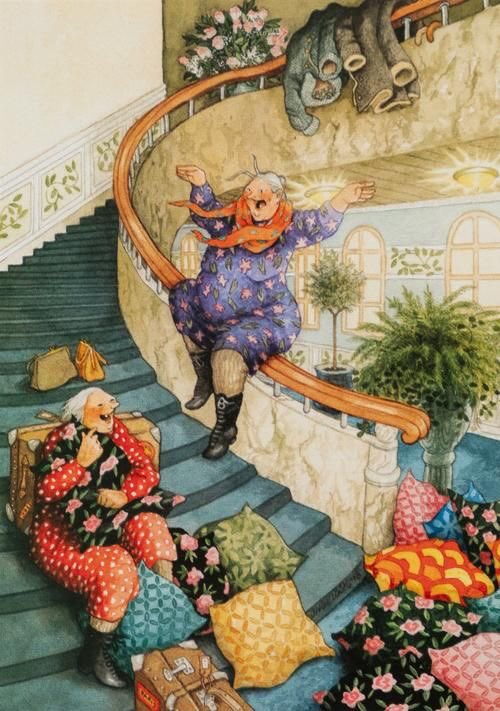 Finnish artist Inge Löök Aunties / Grannies causing trouble and behaving in a way that shouldn’t be allowed at their age. Unbecoming too. I am joking of course, just jealous !