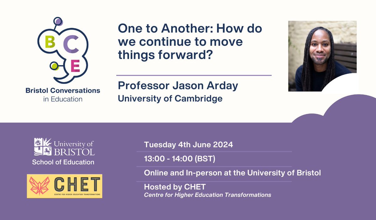 📢BCE - One to Another: How do we continue to move things forward? With Professor Jason Arday 📷Tuesday 04 June, 13:00 - 14:00 BST, Hybrid Get your ticket now: eventbrite.co.uk/e/one-to-anoth…