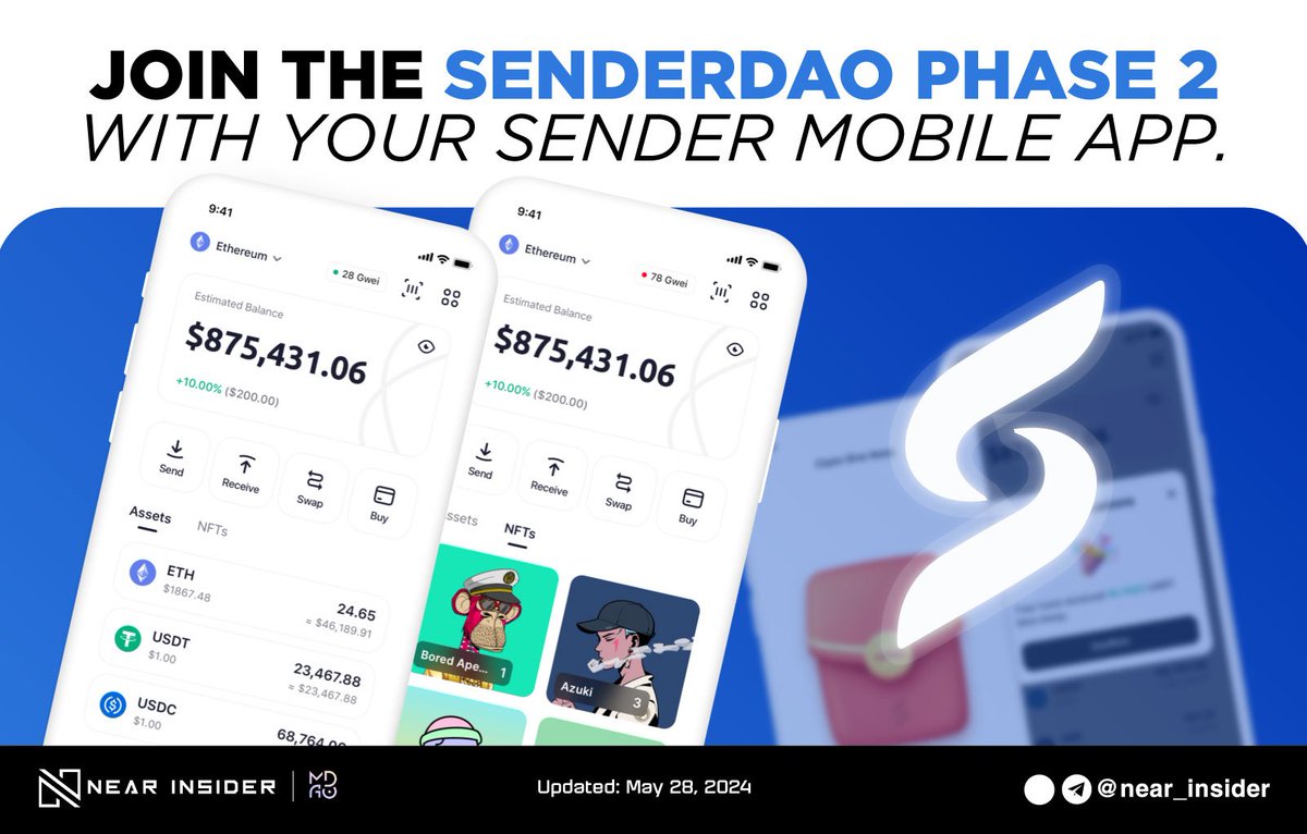 The @Senderlabs team is enhancing the event! 🚀✨

Now, you can join the SenderDAO Phase 2 campaign directly through your Sender mobile app! 📲

🔥Don't miss the final opportunity, join now: senderdao.io/?invite_code=4…

Dont forget follow us
#SenderLab #NEAR #INSIDER #SAVENDC