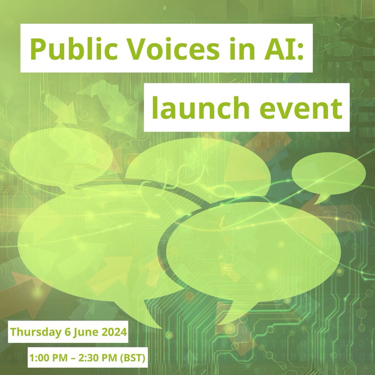 Join us on 6 June for the launch of 'Public Voices in AI', a new project which aims to ensure that public voices are front &amp; centre in artificial intelligence research, development, use &amp; policy.

Includes the 'Public Voices in AI Fund' - and how to apply

digitalgood.net/public-voices-…
