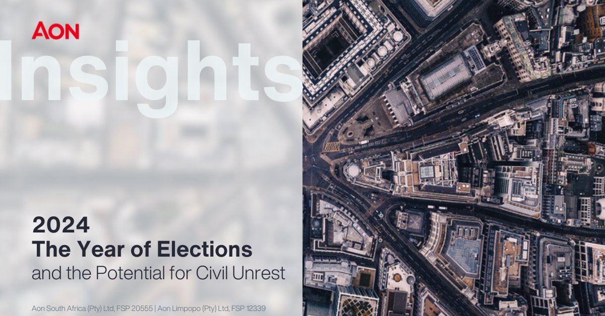 Our partner @Aon_SouthAfrica provides essential insights in its latest article entitled, “ 2024: The Year of Elections and the Potential for Civil Unrest”. You can access the article using the following link: aon.io/3Kvymrz

#RiskManagement 
#BusinessContinuity
