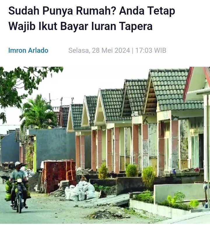 ch_chotimah2's tweet photo. Tadi byk yg tanya, apakah pekerja yg sdh miliki rumah ttp wajib ikut Tapera, jawabannya ttp wajib ikut.
Jadi kalo tadi ada yg berpikir, Tapera ini hny cara pemerintah menghimpun uang rakyat, bahkan ada yg bilang, mau ngutang ke rakyat berkedok tabungan, sy ga salahkan.
Pemerintah sendiri yg membuat rakyat berpikir seperti itu.
@jokowi 🙏
Pekerja yang Sudah Punya Rumah Tetap Wajib Ikut Tapera.
https://t.co/LCwOy9SHKN