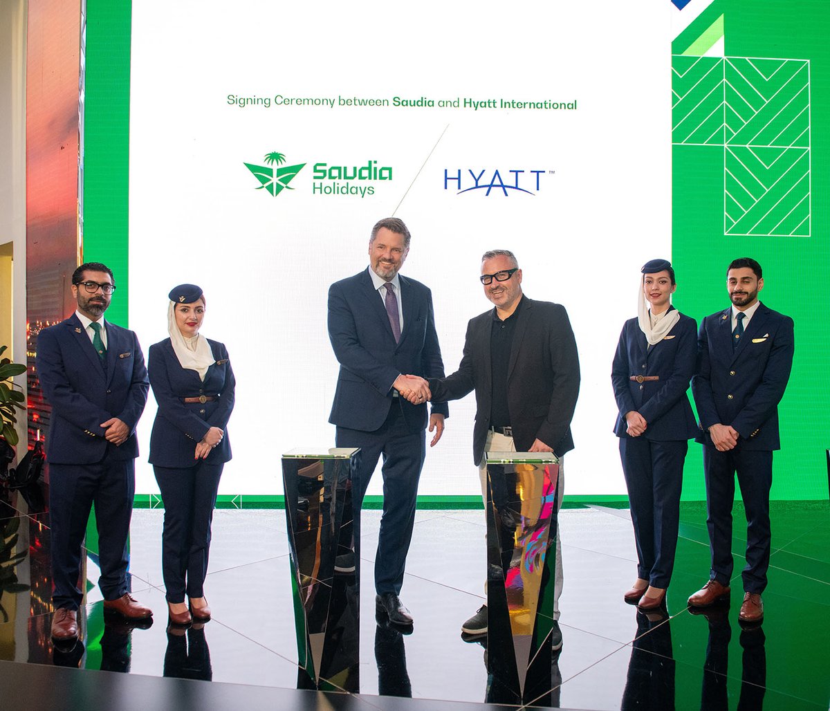 #SaudiaHolidays and @Hyatt signed a strategic agreement at #ATM2024 in Dubai. Offering unparalleled accommodations and deals in top selected destinations, ensuring an unforgettable guest experience.

#SaudiVision2030