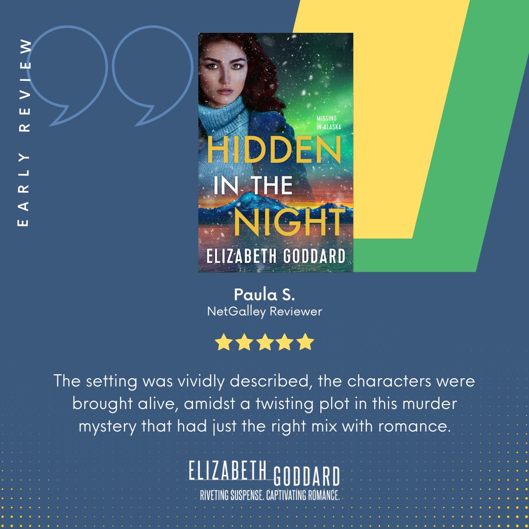 bethgoddard's tweet photo. The setting was vividly described, the characters were brought alive, amidst a twisting plot in this murder mystery that had just the right mix with romance. —Debbie L, Reviewer

#bookreview #netgalley #hiddeninthenight #missinginalaska https://t.co/BTUc1J5bJZ
