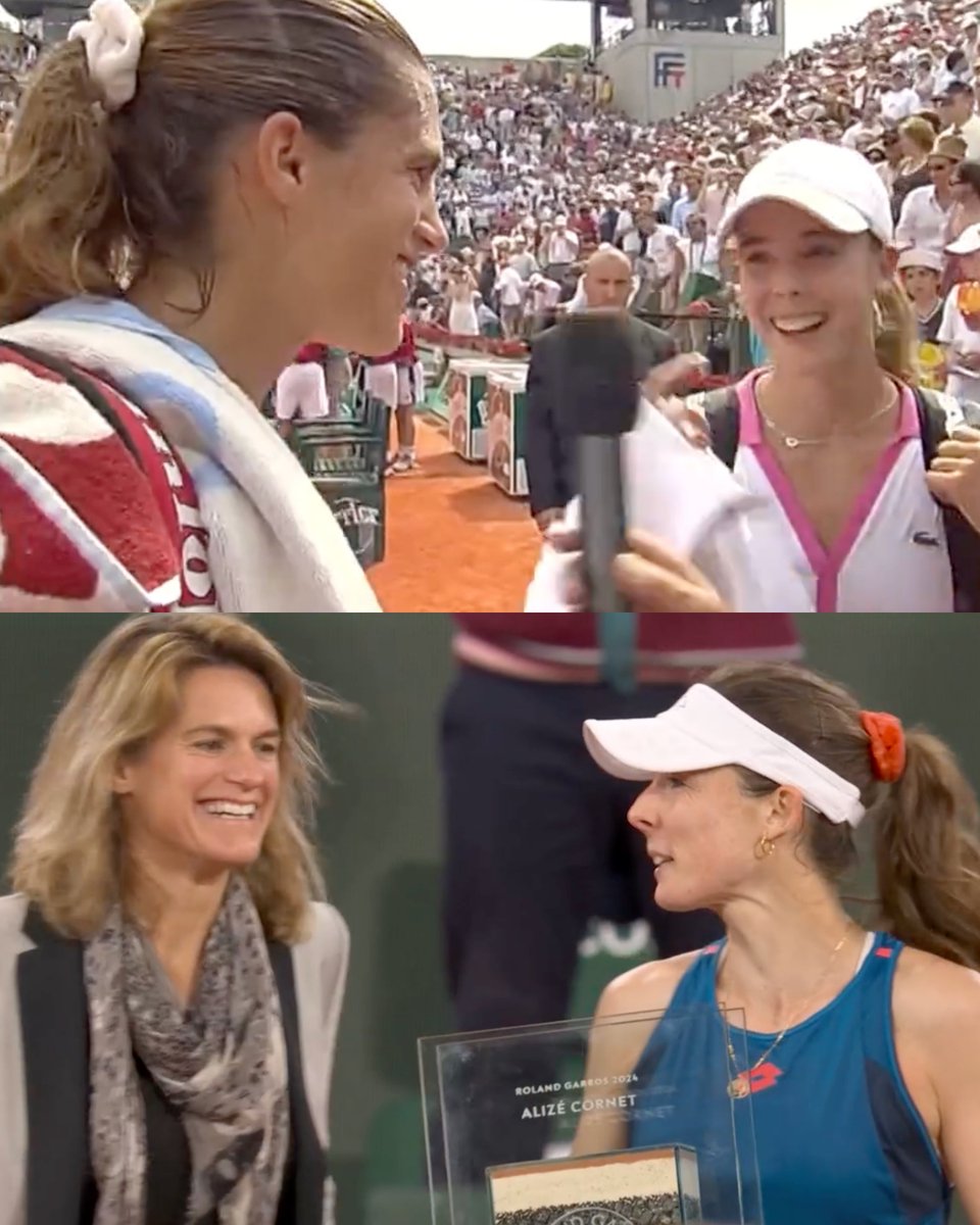 2005 - 15-year-old Alizé Cornet faces idol Amélie Mauresmo in Roland-Garros R2 2024 - Alizé Cornet retires at Roland-Garros with tournament director Amélie Mauresmo by her side Full circle ❤️