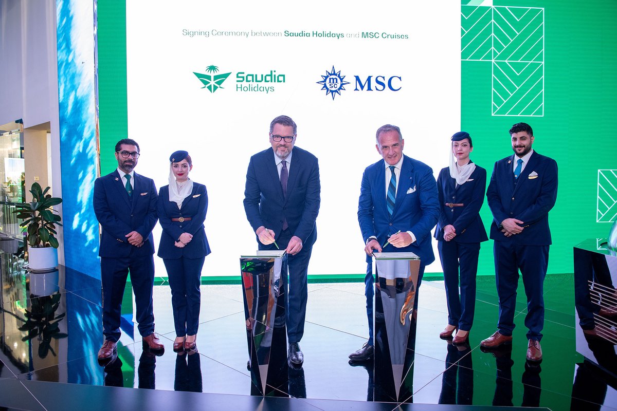 #SaudiaHolidays and @MSCCruisesKSA signed a commercial agreement during the #ATM2024 in Dubai, that aims to provide to the Kingdom’s citizens and residents a cruise offer on board MSC Cruises modern and environmentally high performing vessels, a different expand travel options…