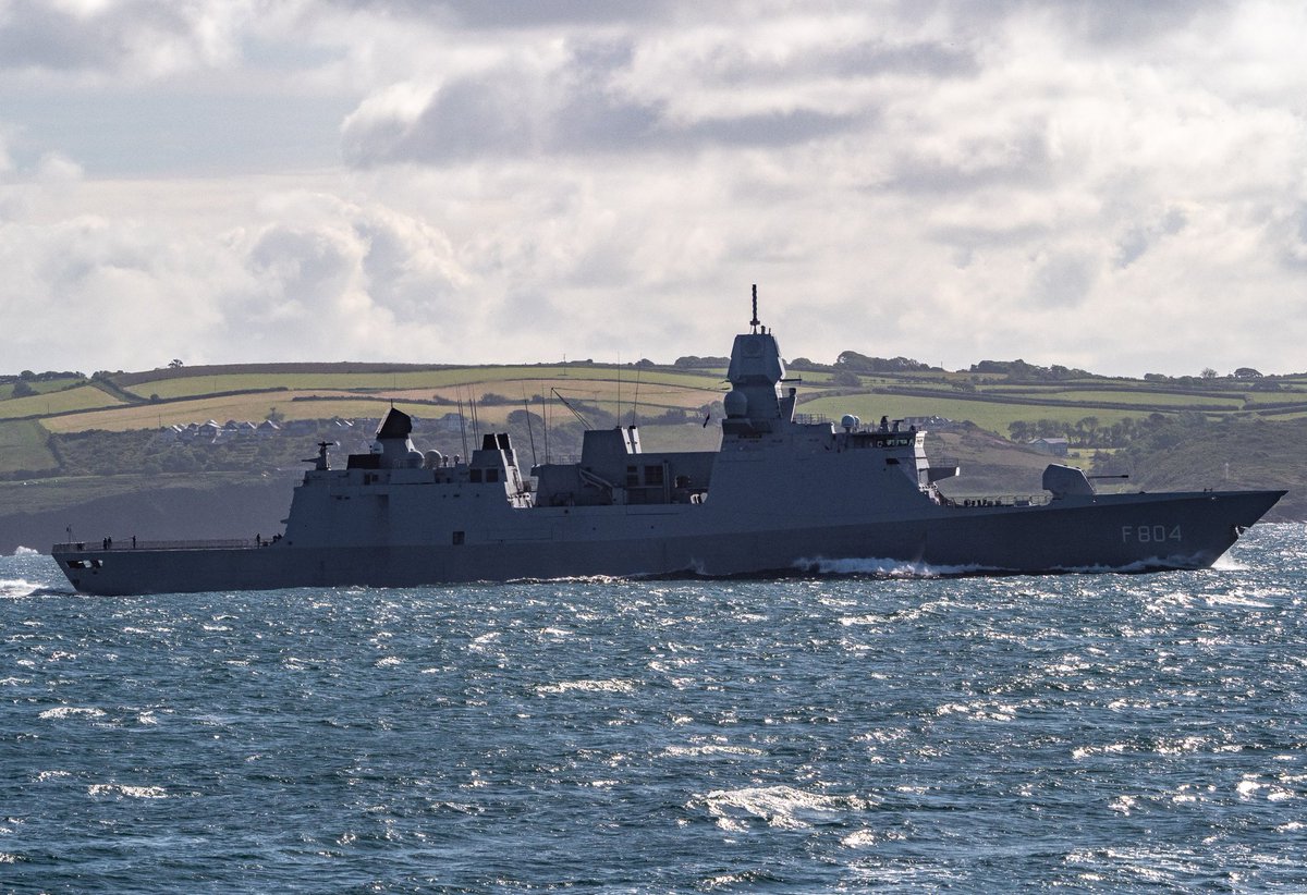 HNLMS De Ruyter leaving the Breakwater yesterday morning and heading into a light South Westerly Breeze.