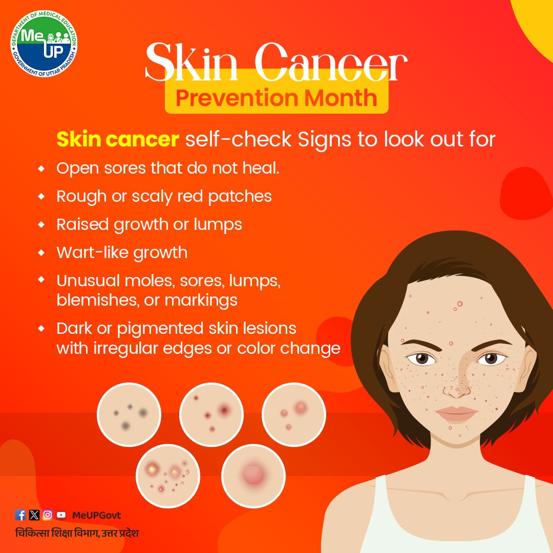 Regularly check your skin for any changes, and see a dermatologist if you find any suspicious spots. Early detection and removal of skin cancer can greatly improve the chances of successful treatment.

#MeUP #MedicalEducation #skincare #acne #SkinCancer #skin #dermatologist