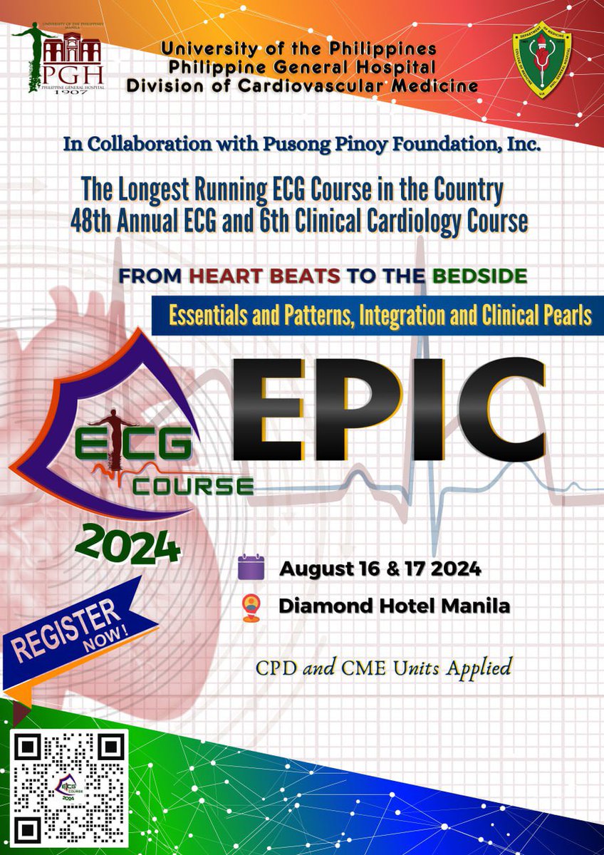 iskolinian21's tweet photo. Registration for the ECG Course 2024 is now officially open! Scan the QR code or click the link below to register now!

https://t.co/17MO6djW9C

See you there! https://t.co/yWshexESQD